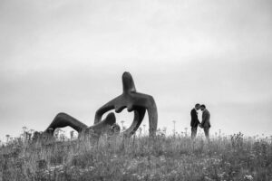 Chris and Greg with Large Reclining Figure Photo kate kuzminova 300x200