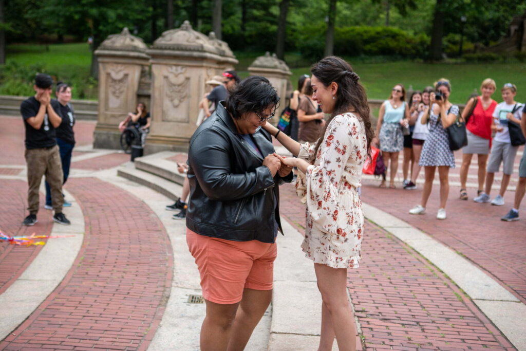 LGBTQ wedding proposal Central Park