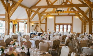 wedding reception set up sandhole oak barn wedding venues cheshire 1 300x183