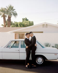 Palm Springs Vintage Car Engagement Session on Film 240x300