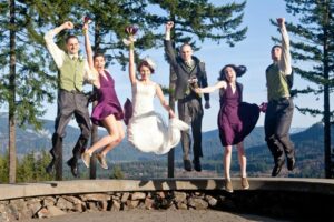 Wedding party jumping 300x200